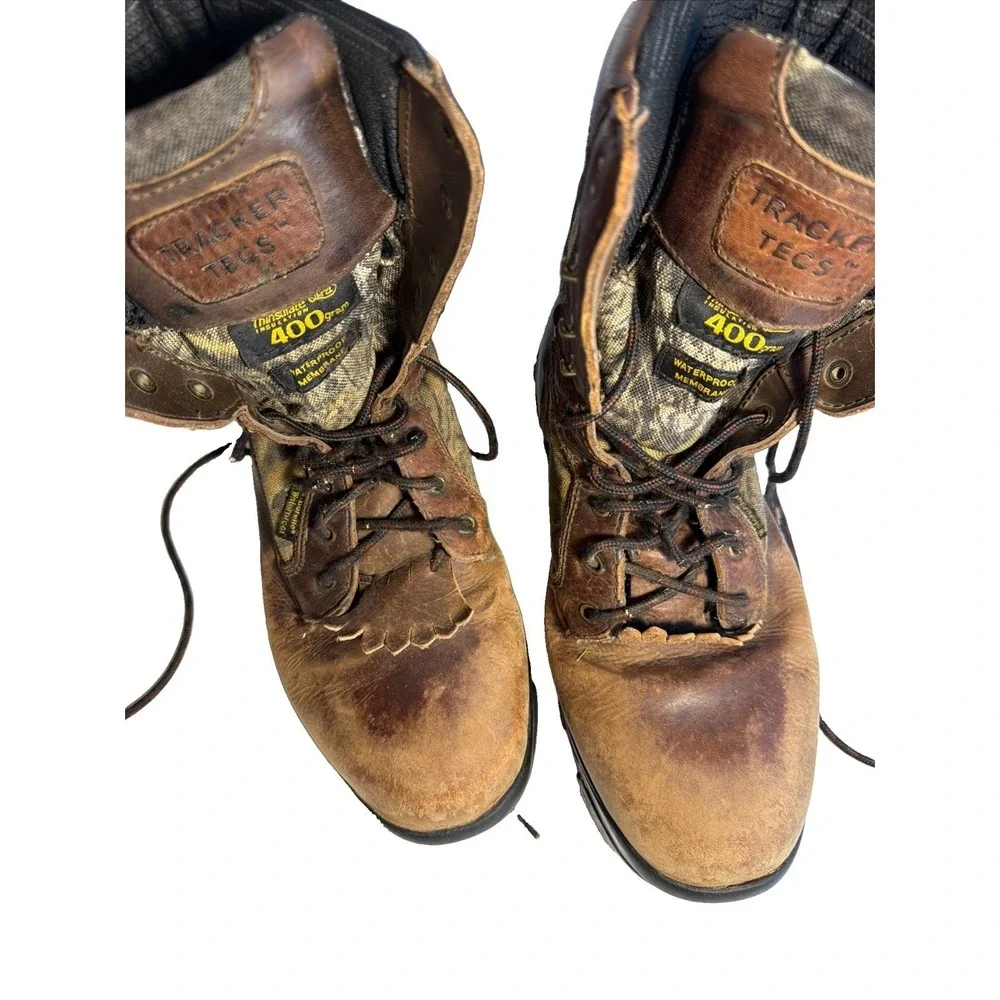 Hunting Boots Mens 11 1/2 Tracker Tecs Brown Camo Insulated Waterproof Leather